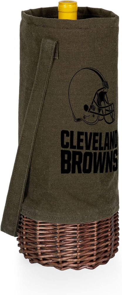 PICNIC TIME NFL Unisex-Adult NFL Malbec Insulated Canvas and Willow Wine Bottle Basket