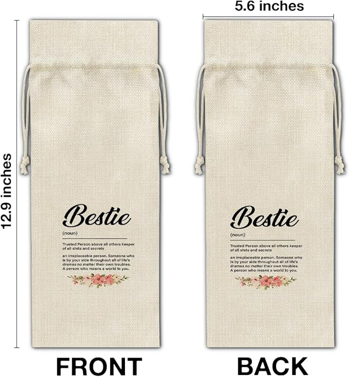 HOIJAUMAI Gift for Bestie, Bestie Gifts for Women Her, Bestie Wine Bag Bestie Definition Wine Gift Bags for Birthday Party