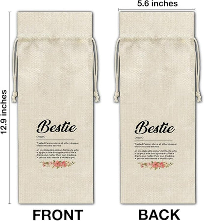 HOIJAUMAI Gift for Bestie, Bestie Gifts for Women Her, Bestie Wine Bag Bestie Definition Wine Gift Bags for Birthday Party