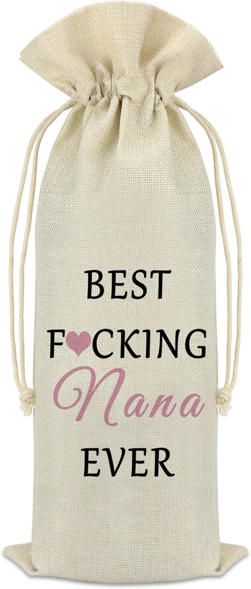 Nana Gift Grandma Wine Bag from Grandchildren Drawstring Wine Bags Nana Birthday Gift Grandma to Be Gifts Burlap Reusable Wine Gift Bags Retirement Christmas Mother's Day Gift for Nana Grandma