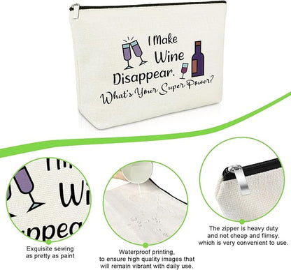 Wine Lovers Gifts Wine Drinker Gifts Makeup Bag Wine Gifts for Mom Wife Sister Friendship Gifts Wine Gifts for Wine Lovers Appreciation Gifts for Friends Christmas Birthday Cosmetic Pouch