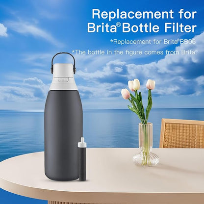 Water Bottle Filter, Replacement for Brita® BB06, Brita Hard Sided, Stainless Steel and Plastic Bottle Filter, 6 Count