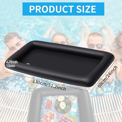 Ice Buffet Serving Tray Drink Cooler with Drain Plug,Inflatable Ice Serving Buffet Bar Inflatable Cooler for Parties Food 52 x 24 x 5'' (Black)