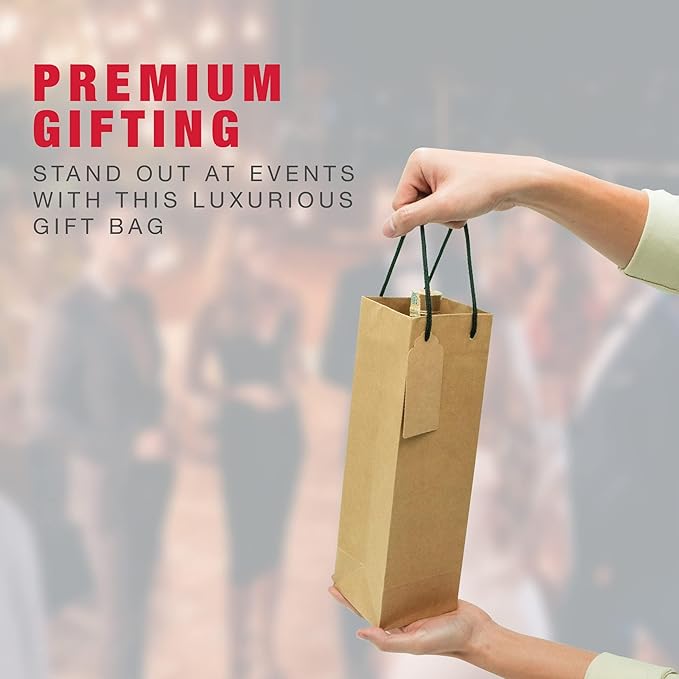 TOHOKU PRIME Kraft Wine Gift Bags, 4x4x13 Inch, 24Pcs Wine Gift Bags Bulk, Wine Bottle Bags, Tumbler Gift Bags