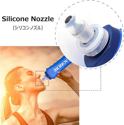 Azarxis Soft Flask Collapsible Water Bottle Running Soft Gel Flask Reservoir Handheld Folding TPU 250 500ml for Hydration Pack Hiking Cycling Climbing (250ml/8.45oz - 2 Pack)
