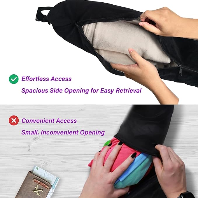 Stuffable Neck Pillow for Travel，Stuffable Travel Pillow，Travel Neck Pillow Stuffable with Clothes Transforms Into Extra Luggage without Excess Fees（with Eye Masks, Earplugs and Storage Dag）