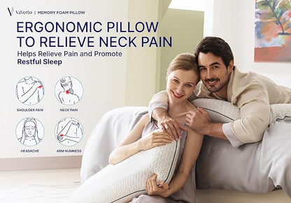 Vaverto Gel Memory Foam Pillow 2 Pack - King Size - Ventilated, Bed Pillows with Viscose Made from Bamboo Pillow Cover,Cooling, Bed Pillows