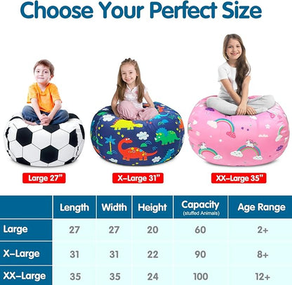 Lukeight Stuffed Animal Storage Bean Bag Chair Cover for Kids, Zipper Beanbag Chair Cover for Organizing Toddler and Kids' Rooms Plush Toys (Outer Space Velvet, X-Large)