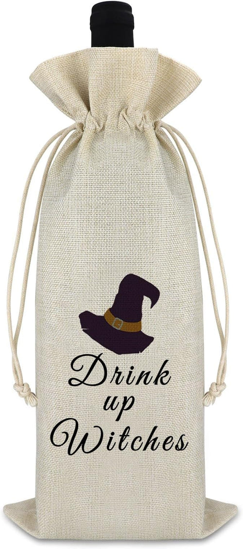 Gfhzdmf Witch Gift Witchcraft Lover Gift Wine Bag Meditation Gift Drawstring Wine Wrap Bag Birthday Gifts for Witchcraft Lover Christmas Friendship Gifts for Her Burlap Wine Bottle Bag