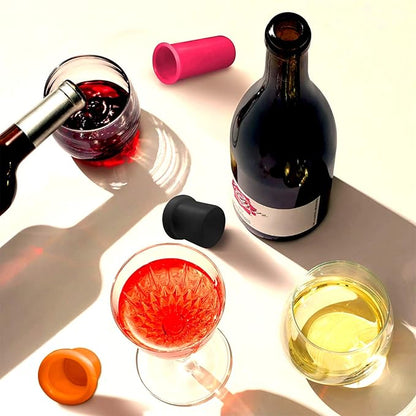 Wine Stopper - Wine Bottle Cap Reusable Wine and Beverage Bottle Stopper for Wine Lover - Novelty Wine Gift Set for Christmas Housewarming Adult Party (8 Pcs/Set)