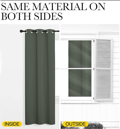 NICETOWN Dark Mallard Blackout Draperies Curtains - Pair of Grommet Top Thermal Insulated Blackout Decorative Curtains for Thanksgiving Day & Christmas Decor(55 inches Wide by 90 inches Long)