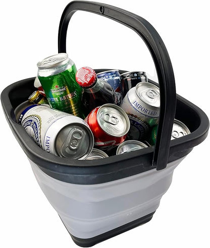 SAMMART 10L (2.6 gallon) Collapsible Rectangular Handy Basket/Bucket (Black/Alloy Grey)