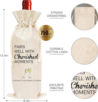 comfit Wedding Engagement Wine Gift Bag - Bridal Shower Gifts for Fiancee, Gifts for Mr and Mrs, Anniversary, Birthday, Graduation