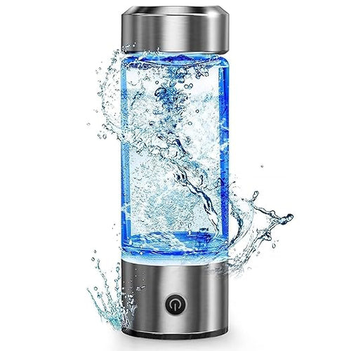 Hydrogen Water Bottle, Hydrogen Water, Portable Hydrogen Water Machine, Hydrogen Water Bottle Generator, Hydrogen Water Ionizer Glass Health Cup (Silver)