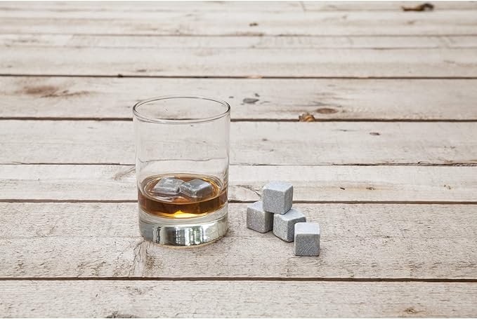 Twine Cooling Glacier Bourbon Rocks, Reusable Ice Cubes, Whiskey Stones Set, Barware, Accessories, Bar Tools, Set of 6, Grey, Soapstone