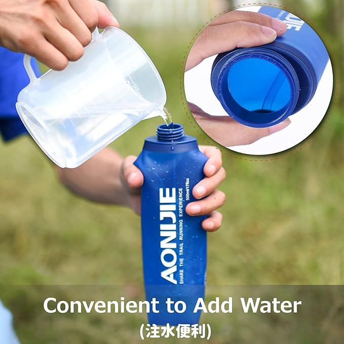 Azarxis Soft Flask Collapsible Water Bottle Running Soft Gel Flask Reservoir Handheld Folding TPU 250 500ml for Hydration Pack Hiking Cycling Climbing (250ml/8.45oz - 2 Pack)