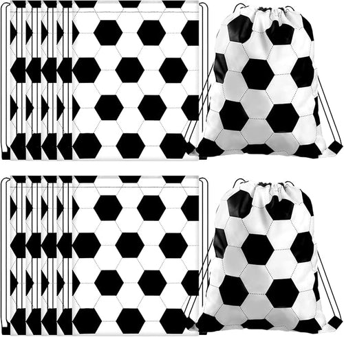 12 Pcs 17 Inch Ball Drawstring Bag Gift Bags Party Favors Cinch Bags Drawstring Backpack Sack Bag (Soccer Style)