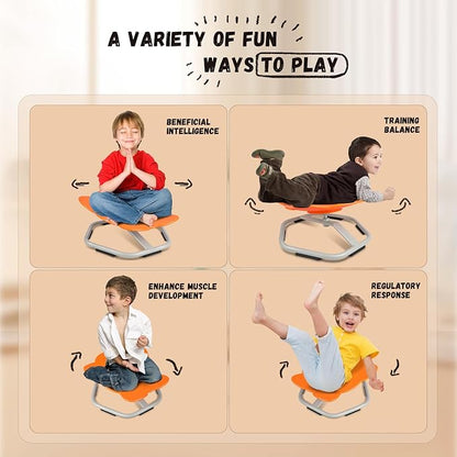 Elephant Kids Swivel Chair, Seat and Spinning Chair, Body Coordination Training Chair, Orange Non Slip Sensory Toys 360° Spinning Chair for Autistic Kids Aged 3+, Improving Toddler's Physical Fitness