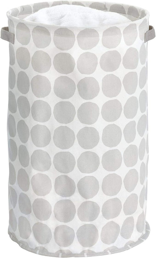 iDesign Dot Fabric Round Storage Bin, Basket Container Mini Hamper with Dual Side Handles for Closet, Bedroom, Laundry, Clothing, Toys, Nursery - Gray