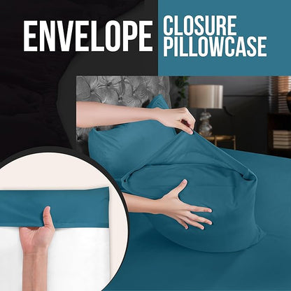 Utopia Bedding Queen Pillow Cases - 2 Pack - Envelope Closure - Soft Brushed Microfiber Fabric - Shrinkage and Fade Resistant Pillow Covers 20 X 30 Inches (Queen, Denim Blue)