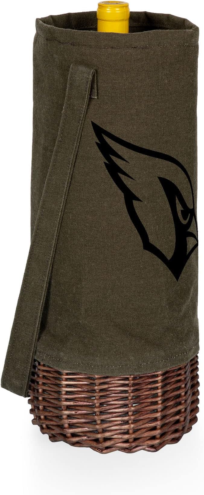 PICNIC TIME NFL Unisex-Adult NFL Malbec Insulated Canvas and Willow Wine Bottle Basket