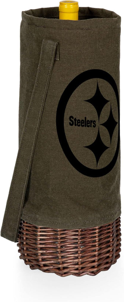 PICNIC TIME NFL Unisex-Adult NFL Malbec Insulated Canvas and Willow Wine Bottle Basket