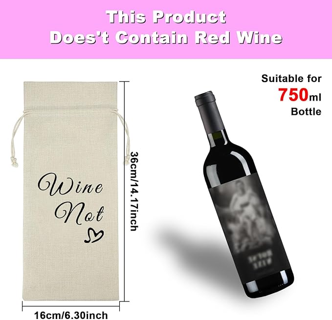 Appreciation Gift for Women Men Valentine Gift for Wife Husband Wine Gift Bags Friendship Birthday Christmas Gift for Friends Sister Anniversary Graduation Gift Reusable Burlap Wine Wrap Bags