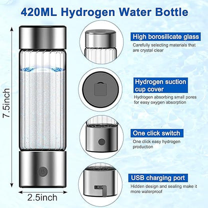 Hydrogen Water Bottle,Hydrogen Water Bottle Generator Obtain Hydrogen Water in 3 Minutes,Hydrogen Bottle Water Adopting Membrane Separation Technology,Suitable for Office Gym Travel,Gift Silvery
