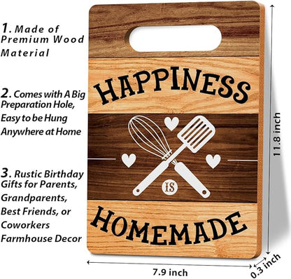 Happiness Is Homemade Cutting Board Gifts, Wood Cutting Boards for Kitchen, House Warming Gifts New Home, Kitchen Wall Art, Christmas Birthday Gifts for Women Mom Grandma 8 x 12 Inch