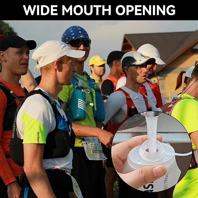Premium Collapsible Water Bottle-250ml (8.8oz), Portable Soft Flask Water Bottle for Hydration Pack/Running Vest- Folding Water Bottle for Running, Hiking, Cycling (White 250ml)
