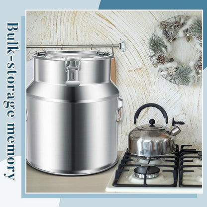 Suclain 2 Pcs Stainless Steel Milk Can Milk Bucket Metal Milk Jug with Sealed Lid and Carry Handle Tote Jug for Milk, Wine, Water, Liquid Tote Pail Storage Transport (28 Liters)