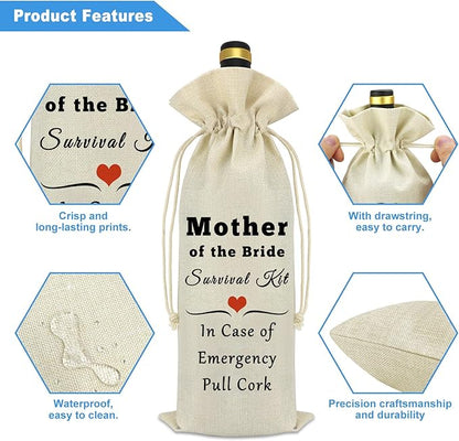 Mother Of The Bride Gift from Daughter Wine Bag Wedding Gifts for Mother in Law Wine Gift Bag Wedding Keepsake Gift Bridal Shower Gifts for Bride's Mother Of The Bride Wedding Party Wine Bottle Cover