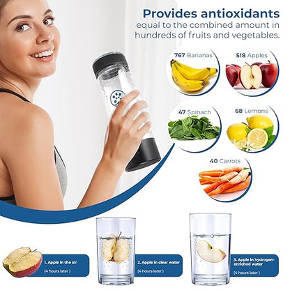 Hydrogen Water Bottle – 13oz Hydrogen Water Bottle Generator 1200-1500PPB – Portable Hydrogen Water Ionizer Cup for Home, Office, Travel – BPA-Free Water Ionizer Machine – Rechargeable and Compact