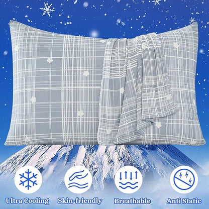 Cooling Pillow Cases for Hot Sleepers - Double Side Arc-Chill Q-Max>0.5 Cooling Fiber Cool Pillow Cases 2 Pack - Breathable Soft Cold Pillow Cases with Hidden Zipper (20" x 36")