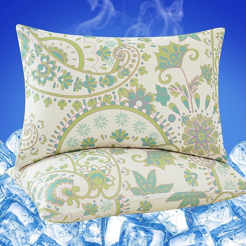 Cooling Pillow Cases for Hot Sleepers - Double Side Arc-Chill Q-Max>0.5 Cooling Fiber Cool Pillow Cases 2 Pack - Breathable Soft Cold Pillow Cases with Hidden Zipper (20" x 36")