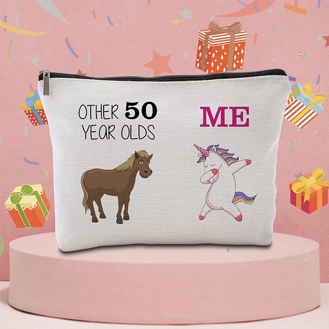 50th Birthday Gifts Women Travel Makeup Bag Funny Unicorn Gift Bag Other 50 Year Old Me Unicorn Best 50 Birthday Decorations for Her 50th Birthday Gift Ideas