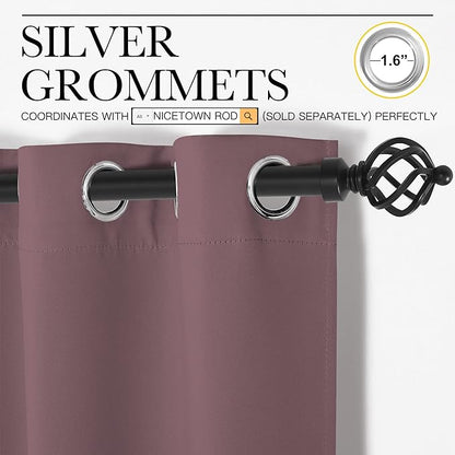 NICETOWN Dry Rose Blackout Curtains 108" Long for Office, Dining Room, 55" Wide, 2 Pieces, Guest Room, Sound Reducing Heat and Cold Block Curtain Panels for Modern Room Decorative
