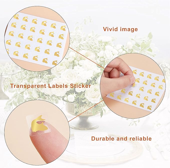 OLYCRAFT 2400pcs 4 Styles Gold Meal Stickers 0.5 Inch Food Choice Sticker Sheep/Cow/Duck/Fish Wedding Meal Indicator Stickers Kitchen Stickers Meal Stickers for Place Card Wedding Party Supplies