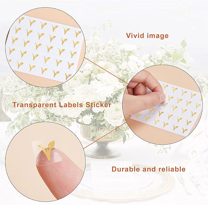 OLYCRAFT 2400pcs 4 Styles Gold Meal Stickers 0.5 Inch Food Choice Sticker Eggplant/Mushroom/Carrot/Vegan Wedding Meal Indicator Stickers Kitchen Stickers for Place Card Wedding Party Supplies