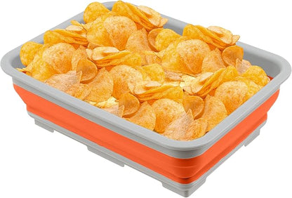 Collapsible Ice Bucket - 10-Liter Portable Outdoor Multi-Use Basin, Dish Tub, and Storage Basket for Camping and Tailgating by Wakeman (Orange)
