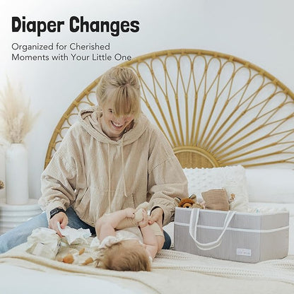 Lily Miles Baby Diaper Caddy - Large Organizer Tote Bag for Baby essentials Boy or Girl - Baby Shower Basket - Nursery Must Haves - Registry Favorites - Newborn Caddie Car Travel