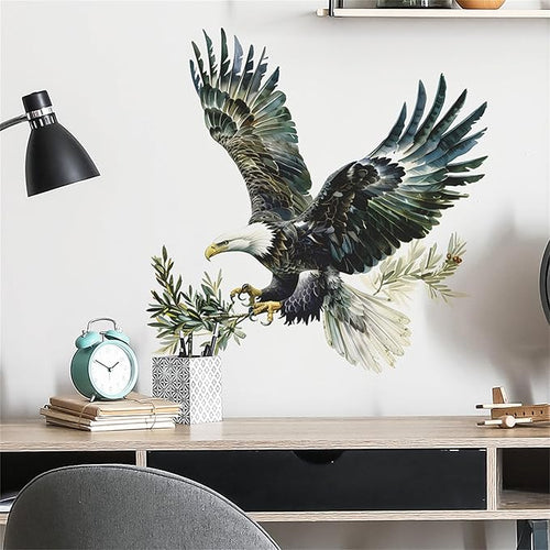 Watercolor Style Eagle Wall Decal Animals Wall Sticker Safari Wall Decor for Nursery Kid'sroom School Classroom Livingroom Bedroom Bathroom Decoration (Watercolor Style Eagle 2)