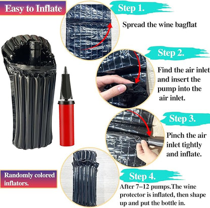 Wine Travel Bags for Wine Bottles,16 Packs Inflatable Wine Protector Bags for Travel,Reusable Bottle Shipping Protector