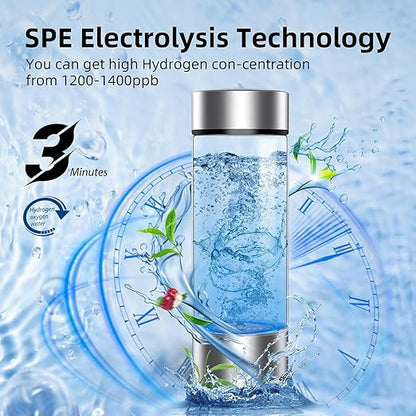 Hydrogen Water Bottle, Portable Hydrogen Water Bottle Generator, Rechargeable Hydrogen Water Ionizer Machine for Home, Office, Travel and Exercise