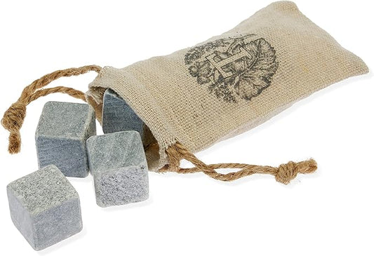 Twine Cooling Glacier Bourbon Rocks, Reusable Ice Cubes, Whiskey Stones Set, Barware, Accessories, Bar Tools, Set of 6, Grey, Soapstone