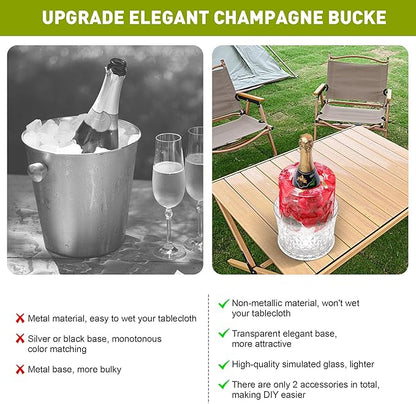 Ice Bucket Mold,Ice Mold Wine Bottle Chiller,Champagne Ice Bucket Floral DIY Ice Mold for Champagne,Wine,Cocktails/Holiday Bar Any Celebration Party Wedding Christmas and Thanksgiving