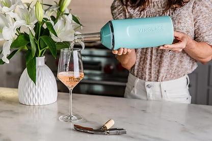 Vinglacé Wine Bottle Chiller- Portable Champagne Insulator- Stainless Steel Wine Cooler Sleeve, Sea Glass
