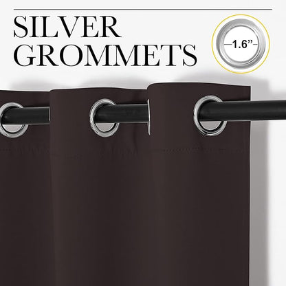 NICETOWN Blackout Thick Window Curtains - Thermal Insulated Grommet Drape Panels for Bedroom and Living Room (Brown, Set of 2, W42 x L90 per Panel)