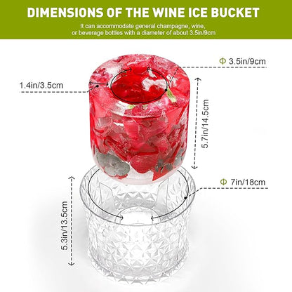 Ice Bucket Mold,Ice Mold Wine Bottle Chiller,Champagne Ice Bucket Floral DIY Ice Mold for Champagne,Wine,Cocktails/Holiday Bar Any Celebration Party Wedding Christmas and Thanksgiving
