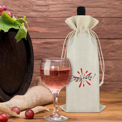 Birthday Gift Graduation Gift for Women Men Wine Gift Bag Wedding Gift Engagement Gift for Friends Daughter Drawstring Wine Wrap Bag Farewell New Job Gift for Coworker Christmas Housewarming Gift
